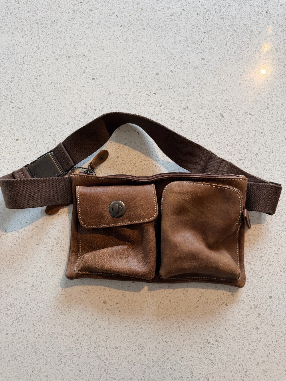 Roots Classic Brown Leather Waist Bag